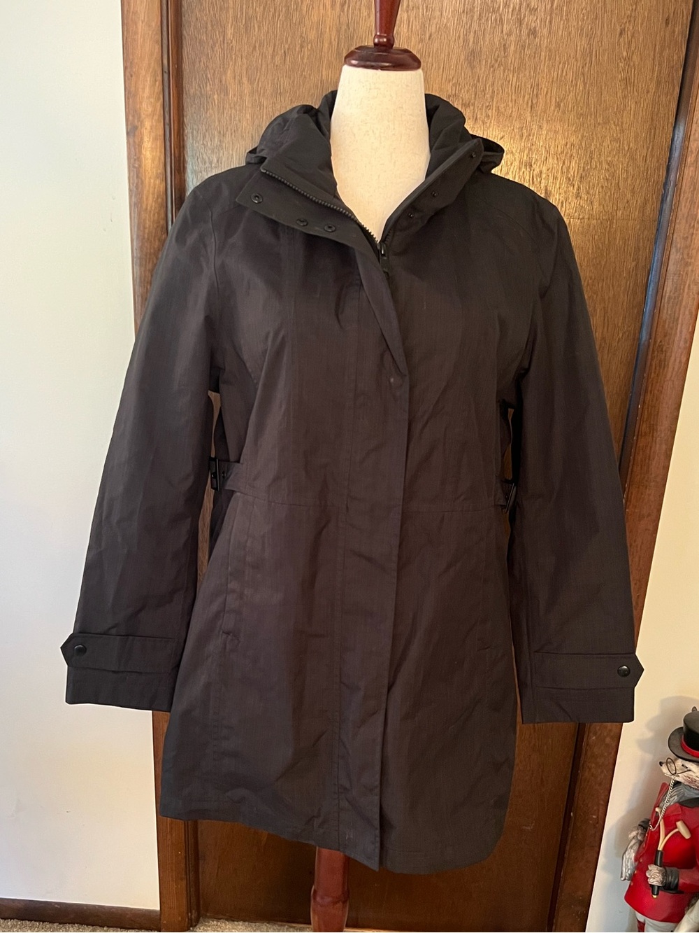 Kirkland Women's XL Unlined Hooded Black Raincoat Jacket - Picture 2 of 7